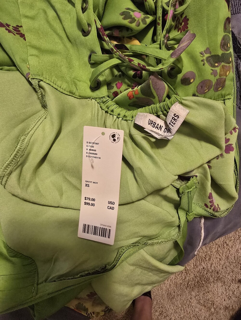 NWT Urban Outfitters Green Floral Dress XS - Picture 5 of 5